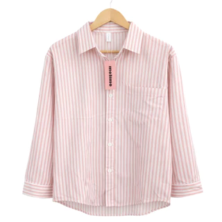 เสื้อเชิ้ตลายทาง แขนยาว ทรงหลวมๆ oversize มี 8 สี S-XXL #085