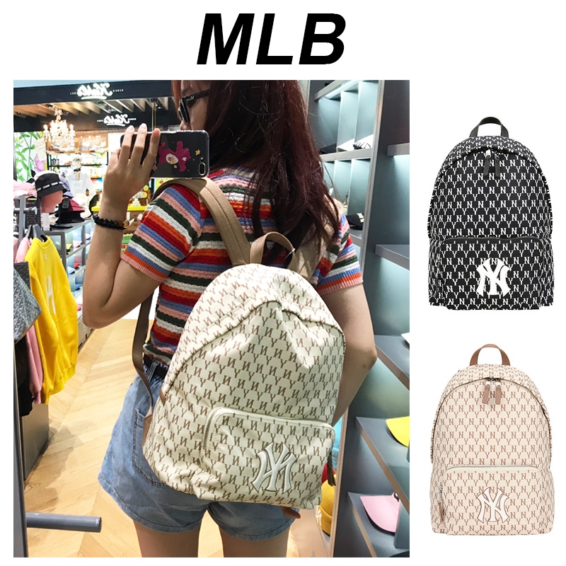 New ของแท้ MLB York Yankees Monogram Backpack กระเป๋าเป้/กระเป๋าเป้สะพายหลัง