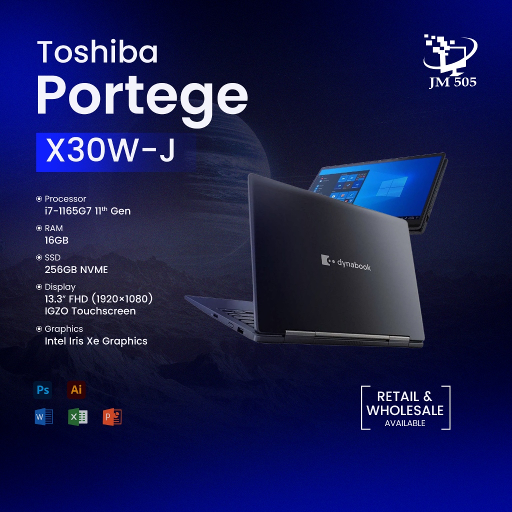 2nd Hand Toshiba Dynabook X30-J X360 i7 11th /16GB/256GB SSD, 13.3" FHD Touch, 360° Convertible, Bac