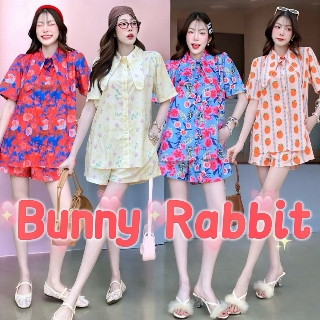 Bunny Rabbit ชุดเซต เสื้อคอปกบันนี่+กางเกง bunny rabbit ลายน่ารักเกินเบอร์ Free size Christmas