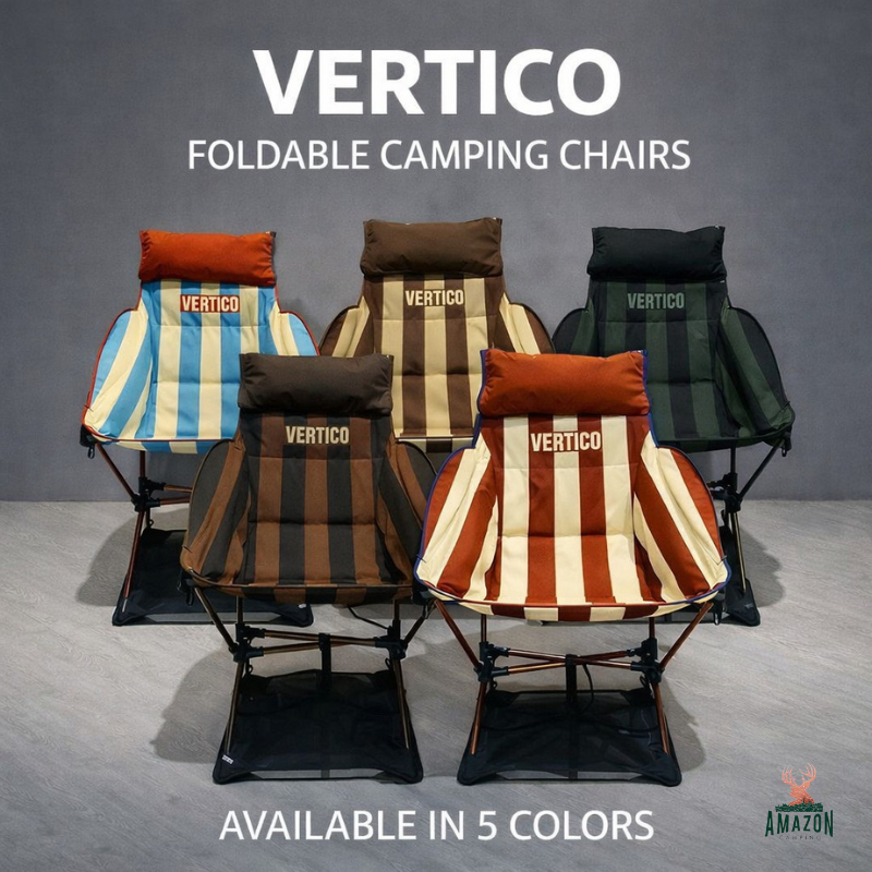 VERTICO เก้าอี้แคมป์ปิ้ง รุ่นพับได้ พร้อมพนักพิงสูงเก้าอี้แคมป์ดีไซน์สวย โดดเด่นด้วยลายทางวินเทจ