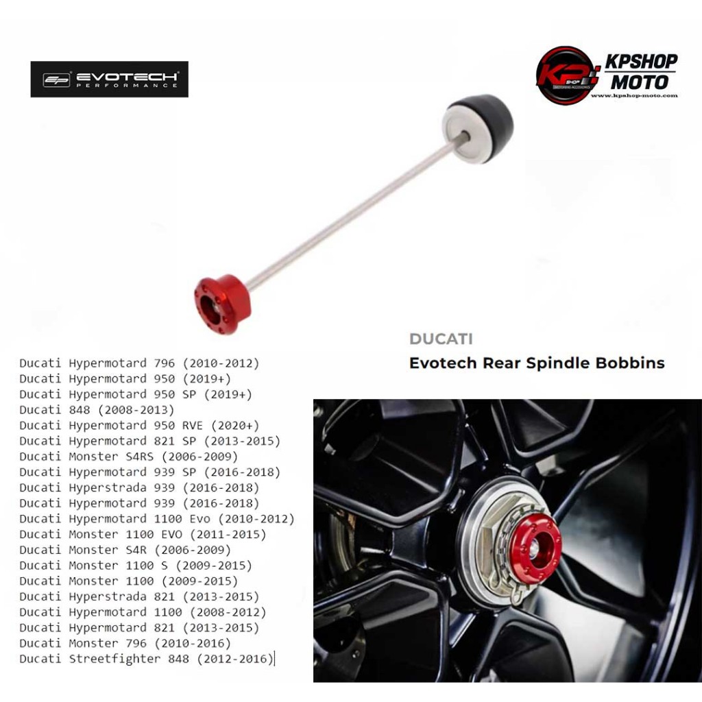 กันล้มหลัง Evotech Rear Spindle Bobbins FOR DUCATI STREETFIGHTER 848
