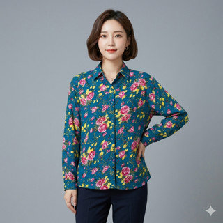 เสื้อเชิ้ตคอปก แขนยาว ผ้าไหมอิตาลี นุ่ม พริ้ว ใส่สบาย ❤️รูปส…