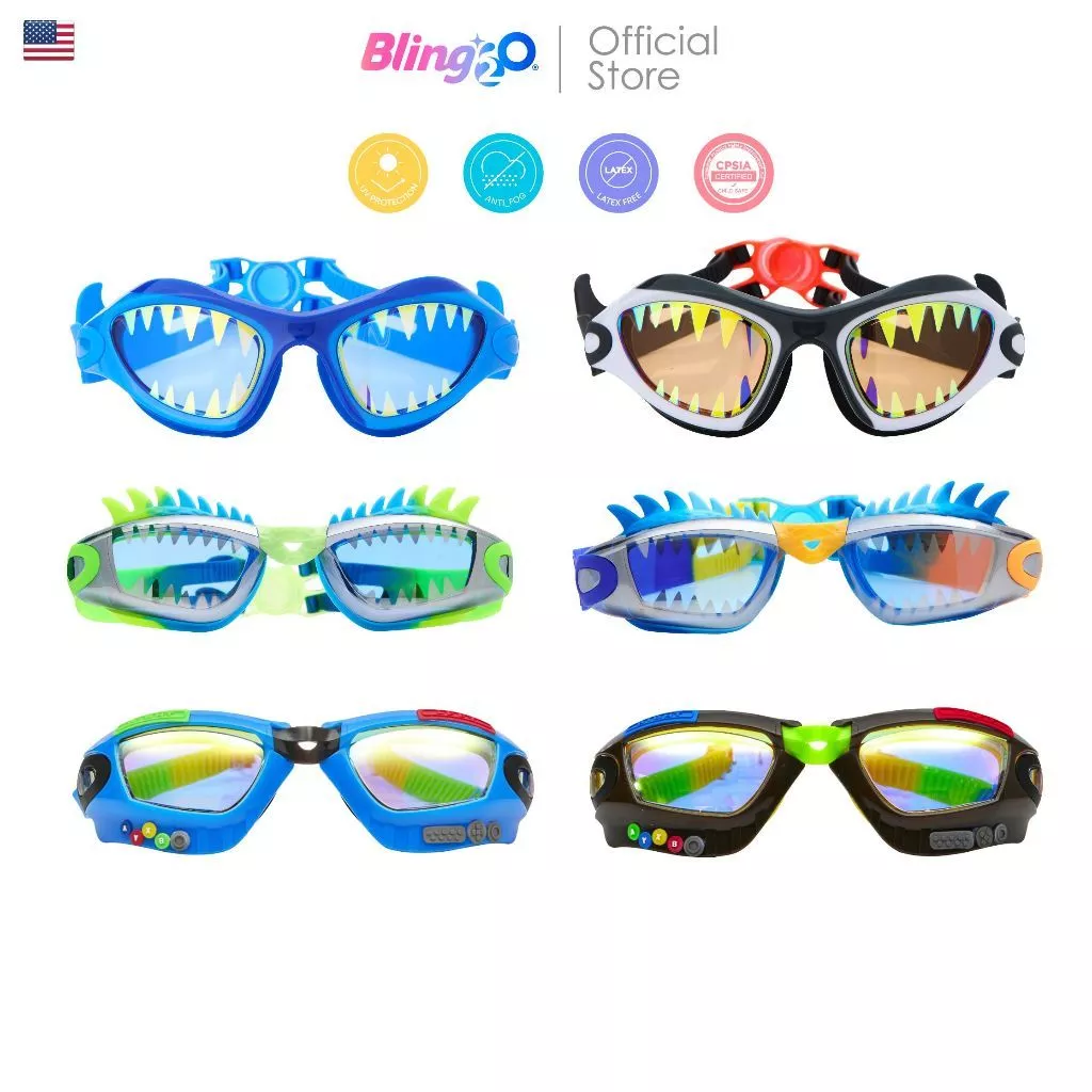 BLING2O แว่นตาว่ายน้ำเด็กผู้ชายยอดฮิตจากอเมริกา สำหรับเด็ก 5 ขวบขึ้นไป แว่นว่ายน้ำแฟชั่น ใส่สบาย ของใช้เด็กน่ารัก