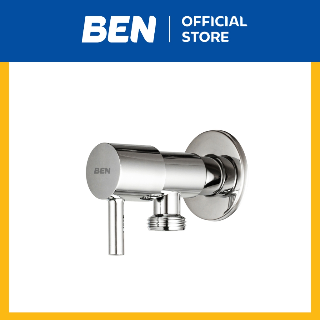 BEN C321-SH-2552 สต็อปวาล์ว ใช้กับหัวฉีดชำระ ชักโครก อ่างล้างหน้า สีโครเมียมเงา รับประกันไส้วาล์วน้ำไม่รั่วซึม 10 ปี