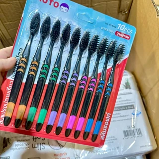 [ขายยกโหล12แผง] แปรงสีฟัน รุ่นขนแปรงชาร์โคล ขนนุ่ม ultra soft แผงละ10ด้าม (รวมได้120ด้าม)