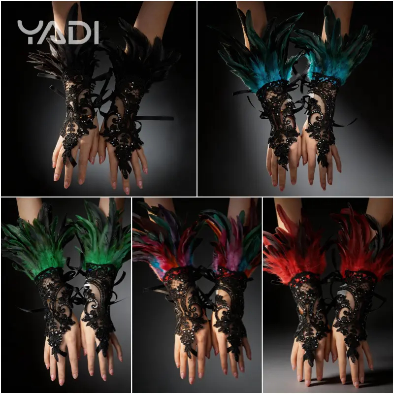 【YADI】พร้อมส่ง ผู้หญิง เซ็กซี่ ✨🌸 ถุงมือยาว ฮาโลวีน DIY ปักลาย ลูกไม้ ตาข่าย