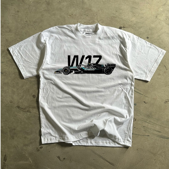 F1 2026 - BLACK & WHITE & FADE TEE - COTTON100% - เสื้อยืดทรงโอเวอร์ไซส์ ทรงสั้น