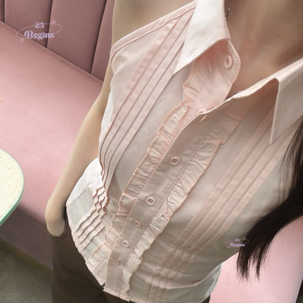 [มือสอง] 23Begins Diana เสื้อแขนกุด สีชมพู ไม่เคยใส่แต่ซักแล้ว