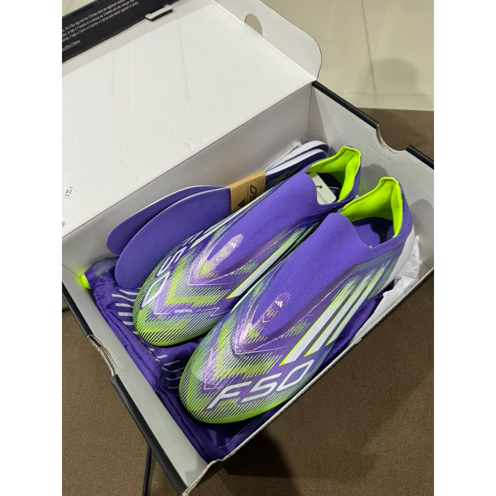 Adidas F50 💜💚 Laceless มือ1 ครบกล่อง