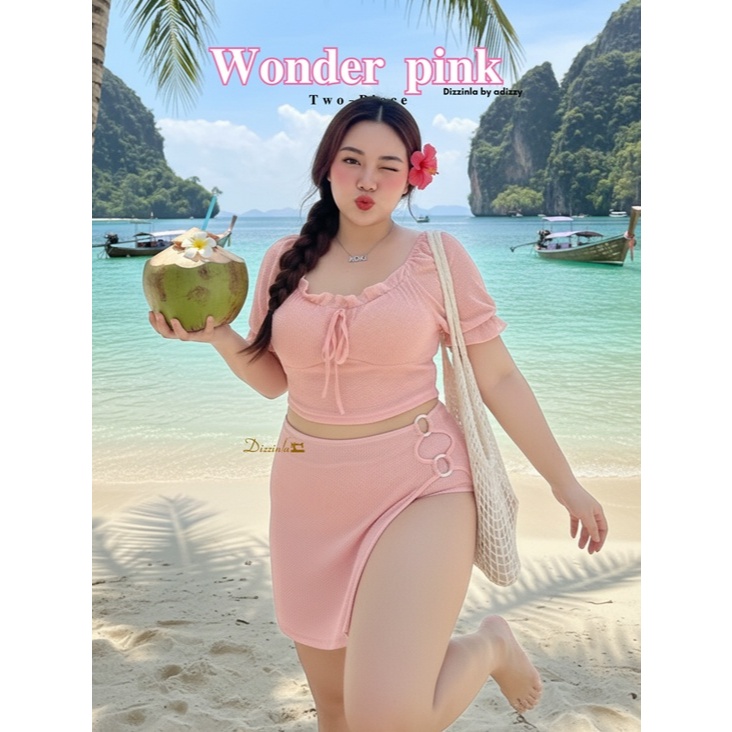 Dz108-𝐖𝐨𝐧𝐝𝐞𝐫 𝐩𝐢𝐧𝐤 𝐓𝐰𝐨-𝐏𝐢𝐞𝐜𝐞'ชุดว่ายน้ำทูพีช1เซ็ท3ชิ้น