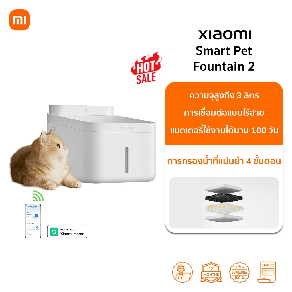 Xiaomi Smart Pet Fountain 2 น้ําพุแมว น้ำพุสัตว์เลี้ยงอัจฉริยะ น้ำพุหมา เครื่องให้น้ำสัตว์เลี้ยง | รองรับ Xiaomi Home