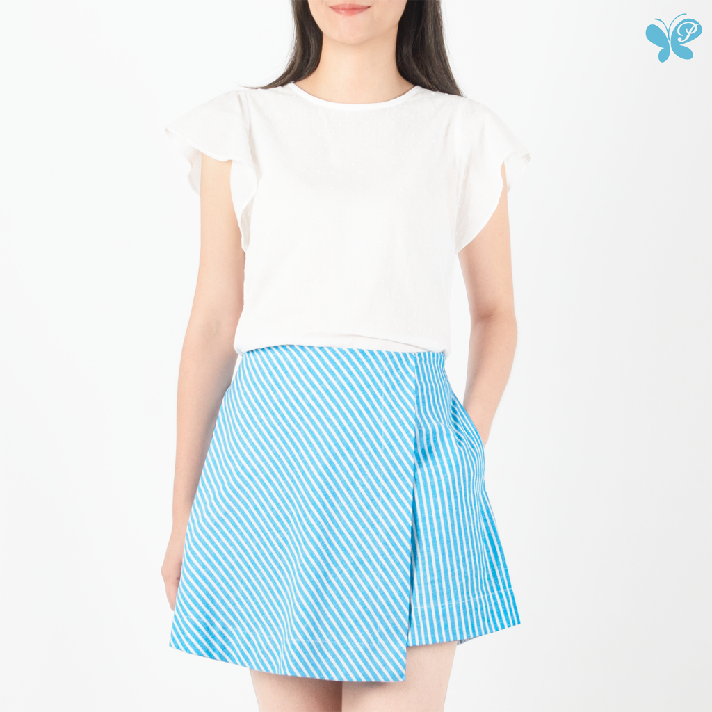 กางเกงกระโปรงผู้หญิง [Papillon] Women Yuri Shorts ผ้าCotton 100% เอวสูง ซิปข้าง ยางยืดหลัง กระเป๋าซ่อน - Blooming Season