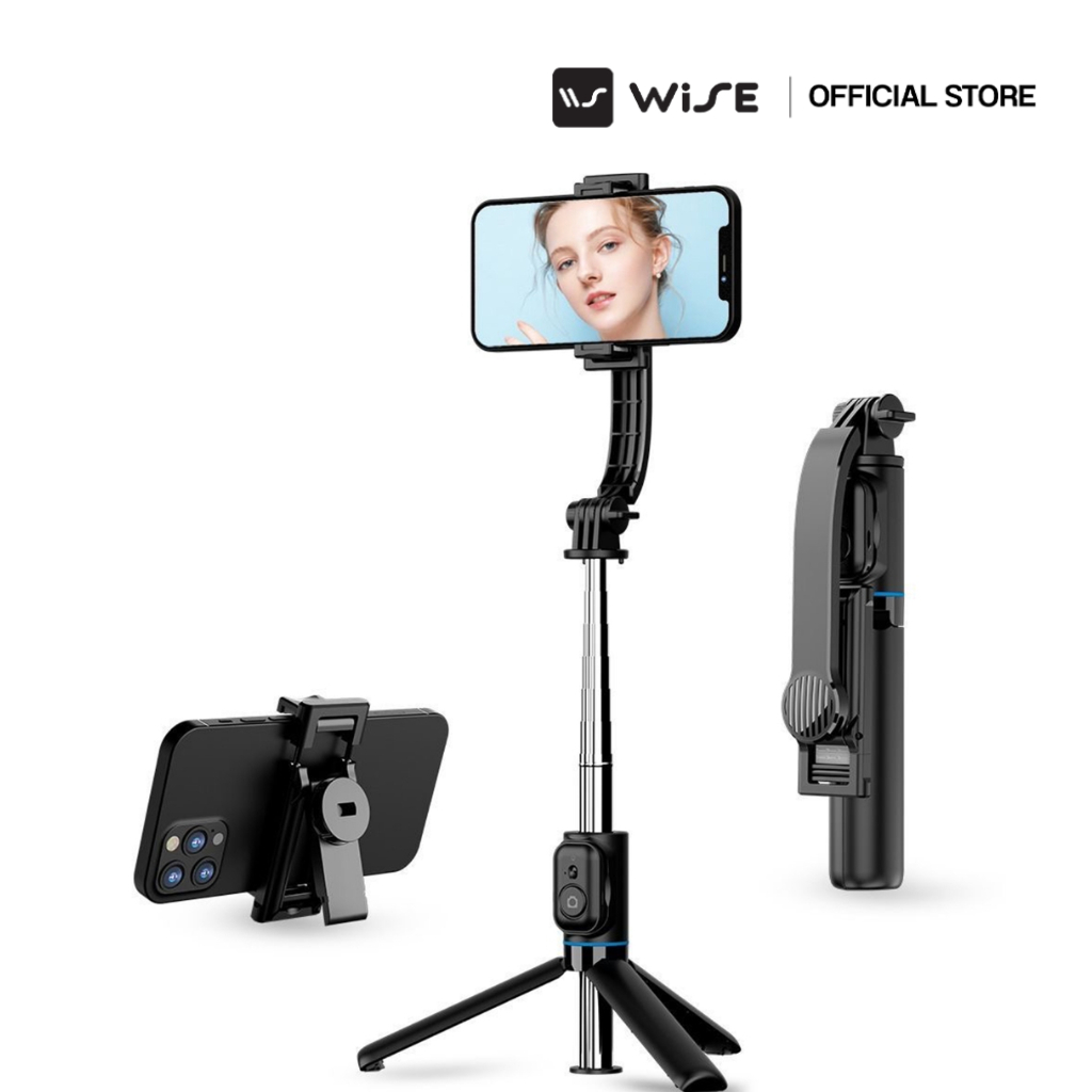 WISE SMARTPHONE STAND ไม้เซลฟี่บลูทูธ 4in1 วัสดุทนทาน: ABS + สแตนเลส แข็งแรง รับประกันคุณภาพ 2 ปีเต็ม (WIM-000011)