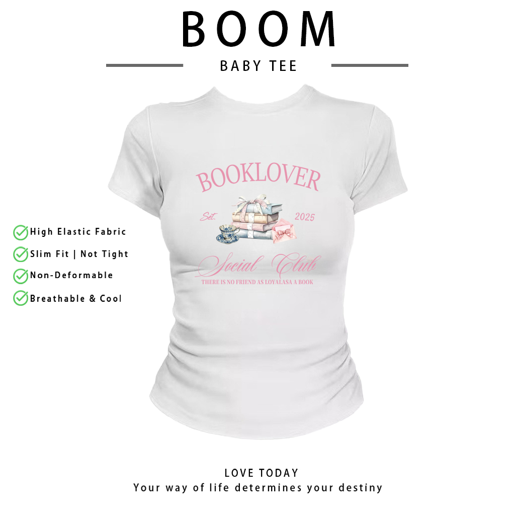 COD (จัดส่งภายใน 24 ชั่วโมง)BOOM Official เสื้อครอปผ้าคอตตอน ทรงBaby Tee เสื้อผู้หญิง#