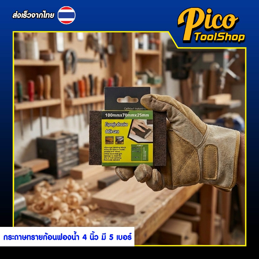 กระดาษทรายฟองน้ำ ฟองน้ำทราย เบอร์ 40 / 60 / 80 / 100 / 120 กระดาษทราย ขัดไม้ ขัดเหล็ก ราคา ถูกที่สุด ดีลบีเคเค แกลเลอรีภาพที่ 8