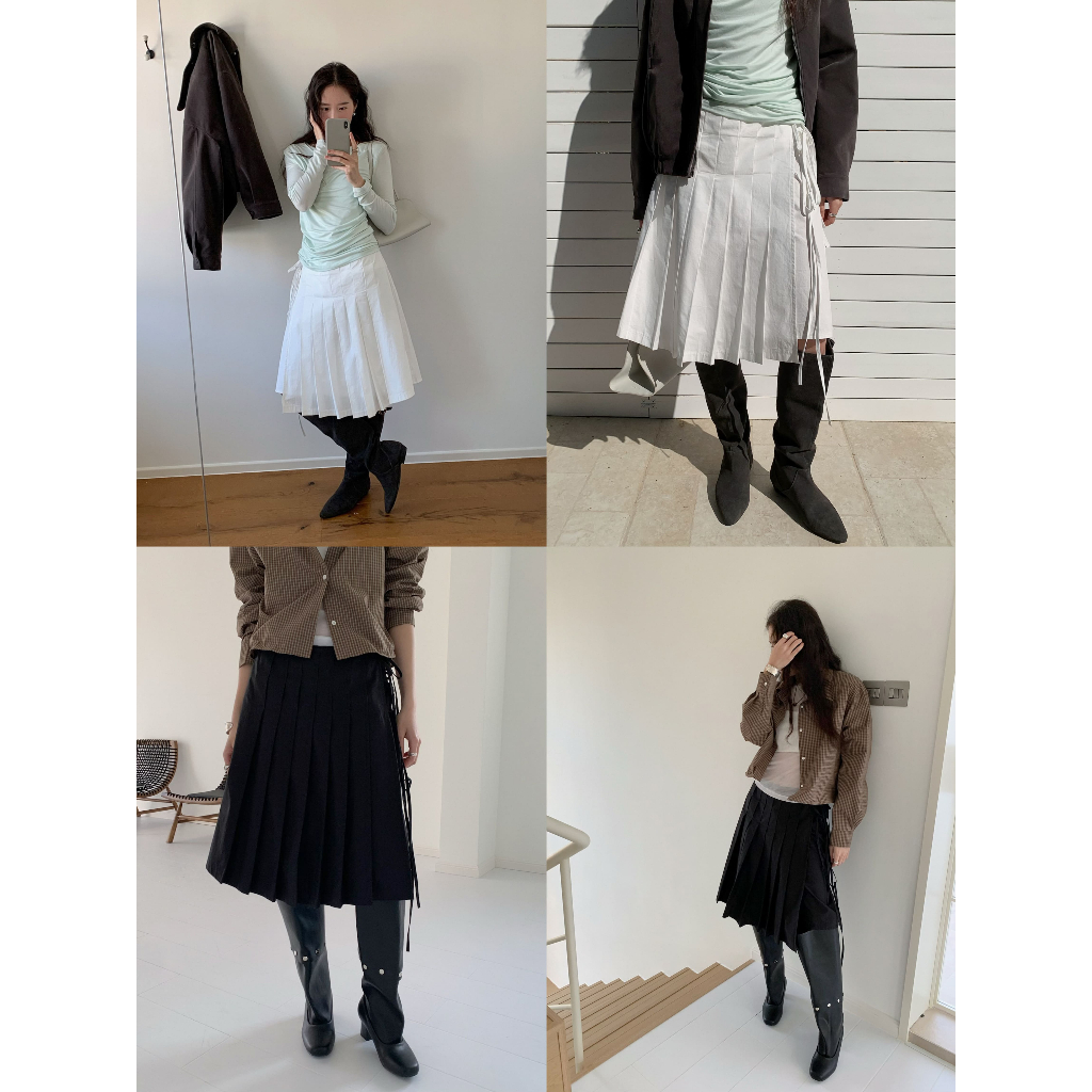 INBYIN - กระโปรงจีบผูกหน้า SILD TIE PLEATED SKIRT - I3424