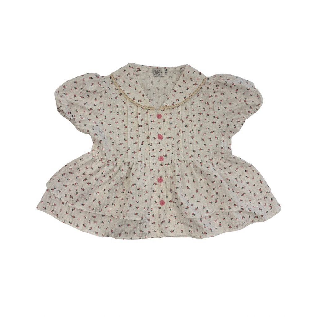 24 blouse เสื้อคอปกแต่งลูกไม้ระบาย2ชั้น jellybutter