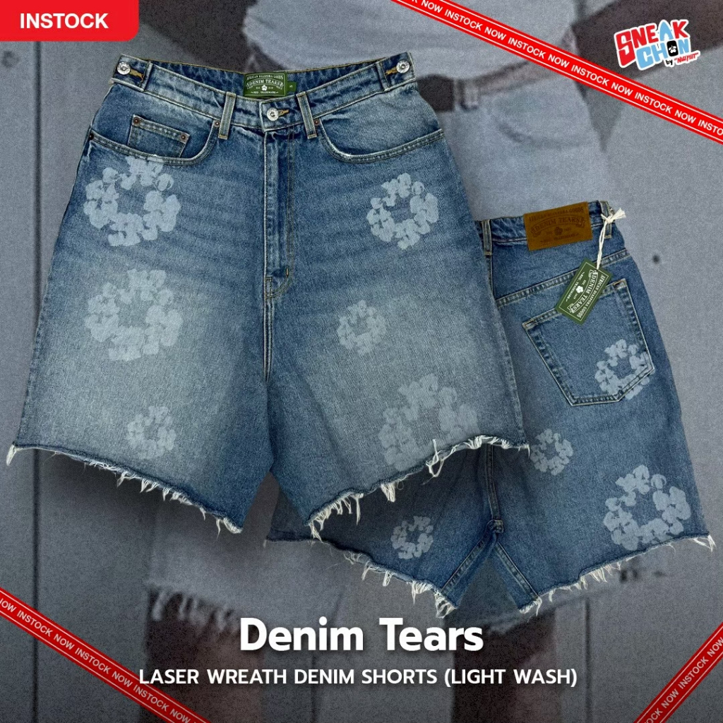 Denim Tears Laser Wreath Denim Shorts (LIGHT WASH)