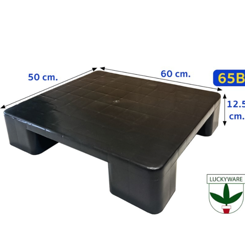 พาเลตสีดำทึบ ขนาด 60x50cm (ยี่ห้อวัฒนา 65B) พาเลทพลาสติก รับน้ำหนักได้ 100kg พาเลทหน้าทึบ ชั้นวางของ