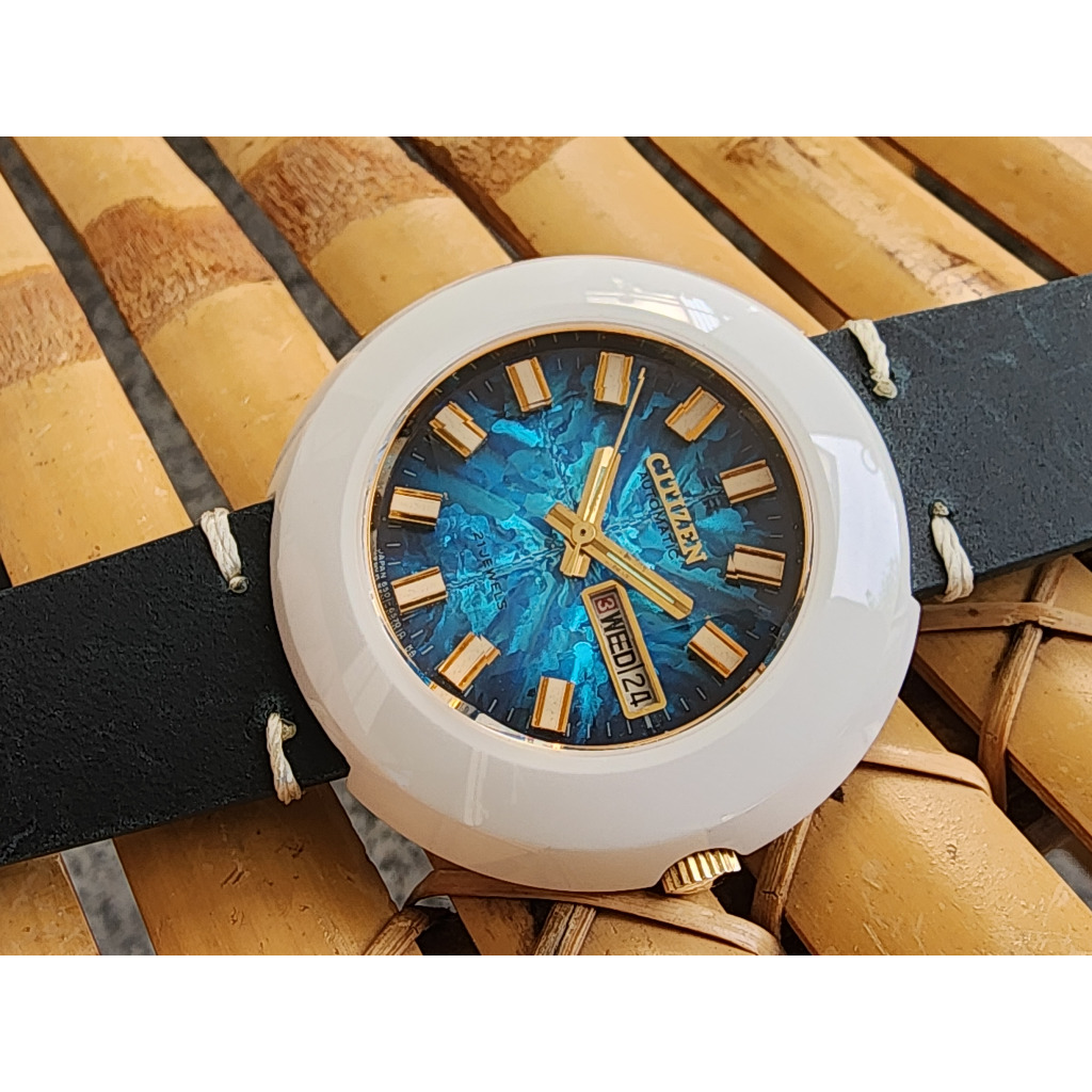 นาฬิกา Citizen ฉลามขาว automatic รุ่นเก่า สภาพเก่าเก็บ สวยๆ หน้าปัดสีน้ำเงิน