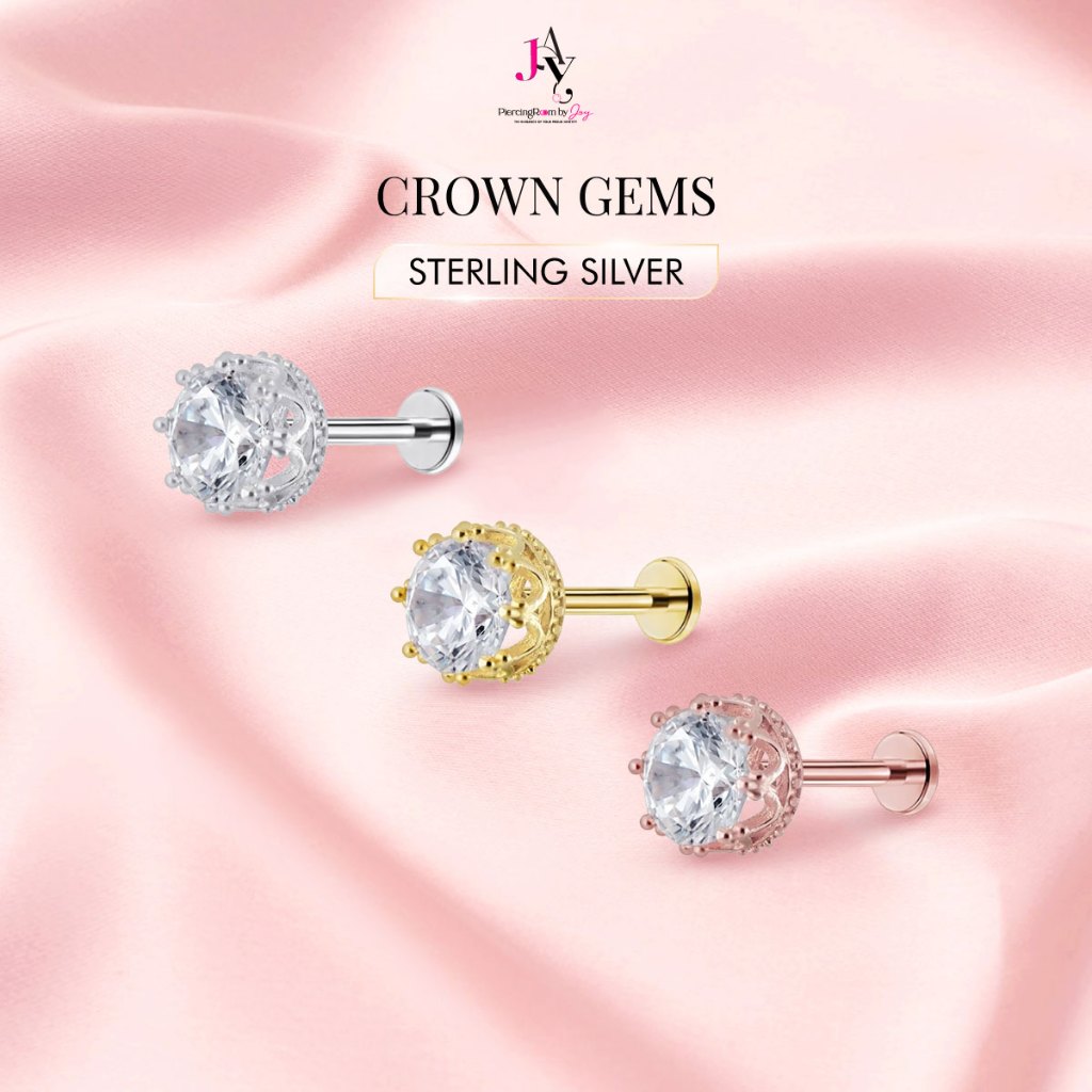 Piercingroom by Jay حلق Crown Gems فضة للبشرة الحساسة