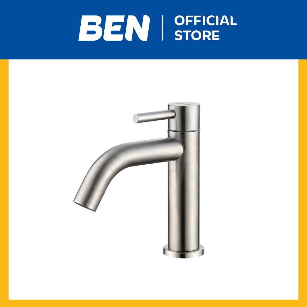 ก๊อกอ่างล้างหน้าน้ำเย็น สแตนเลส304 สูง16 cm ใช้กับอ่างล้างหน้าแบบมีรูก๊อก ตัวล็อกทองเหลืองแข็งแรง รับประกันไส้วาล์ว 10ปี