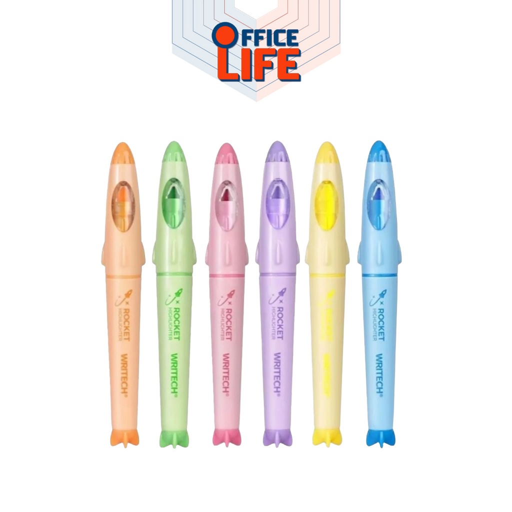Writech (ไรท์) ปากกาไฮไลท์ ไฮไลท์ rocket highlighter รุ่น W-8155 ขนาด 4 mm. ( 1 แท่ง )