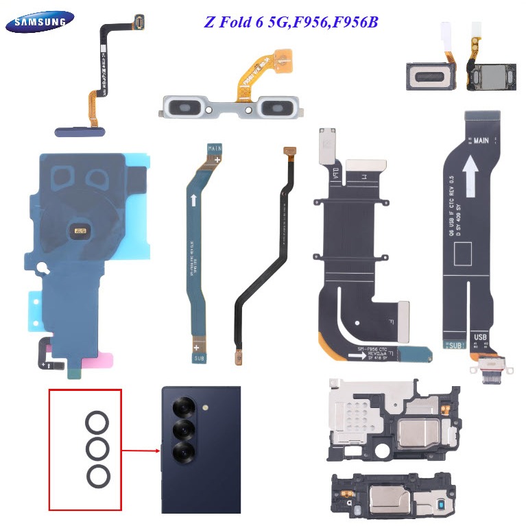 อะไหล่มือถือ Samsung Z Fold 6 5G,F956,F956B/สายแพร/กระจกเลนส์กล้อง/ลำโฟงหูฟัง/กระดิ่งเสียงเรียกเข้า