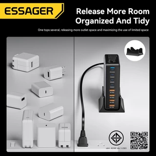 Essager 320W 4 USB-C+4 USB-A เครื่องชาร์จตั้งโต๊ะ GaN เหมาะสำหรับอุปกรณ์หลายเครื่อง