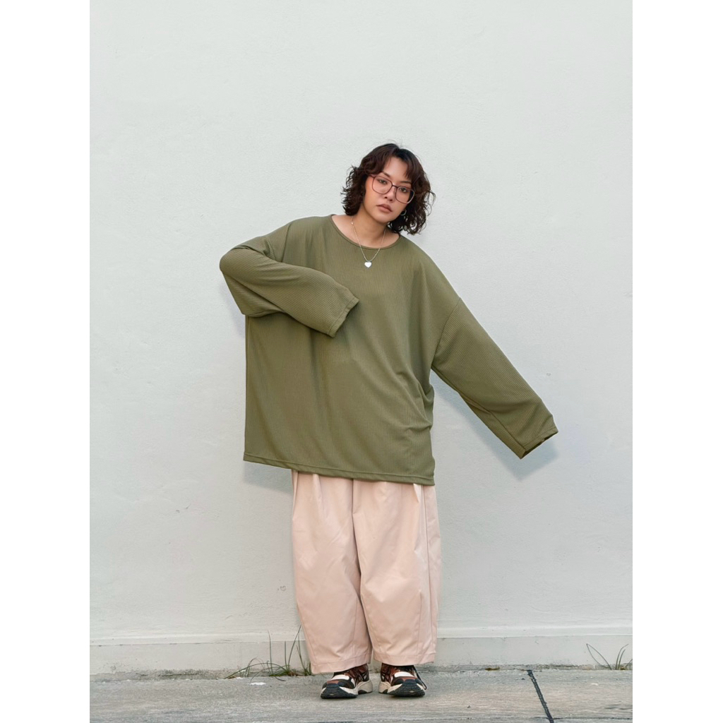 anta studio - RIB OVERSIZED LONG SLEEVED TEE เสื้อยืดแขนยาว ผ้าริบ