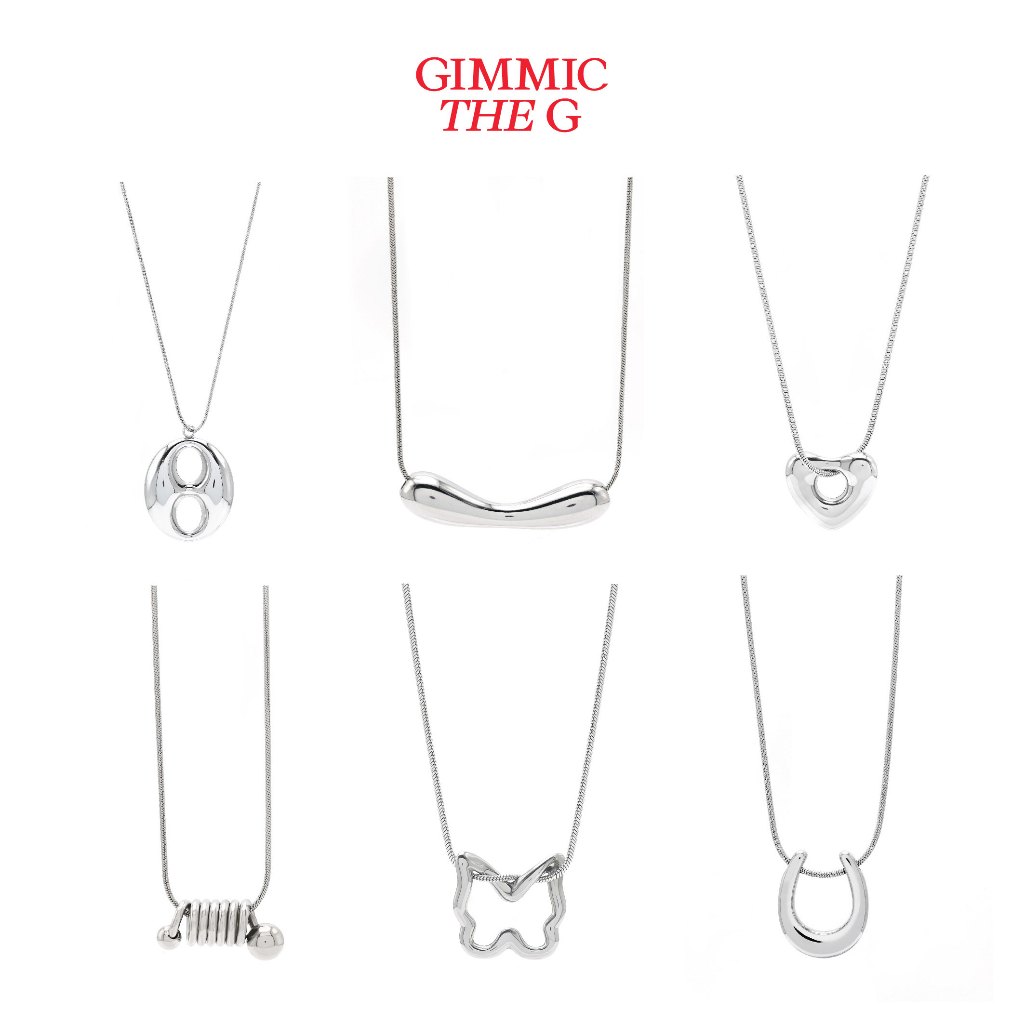 ✨GIMMIC THE G สร้อยคอสแตนเลสเงิน มีจี้ 6 แบบให้เลือก ลายน่ารักมาก🎀 🌼