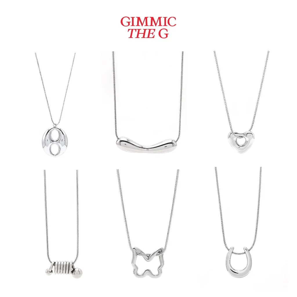 ✨GIMMIC THE G สร้อยคอสแตนเลสเงิน มีจี้ 6 แบบให้เลือก ลายน่ารักมาก🎀 🌼