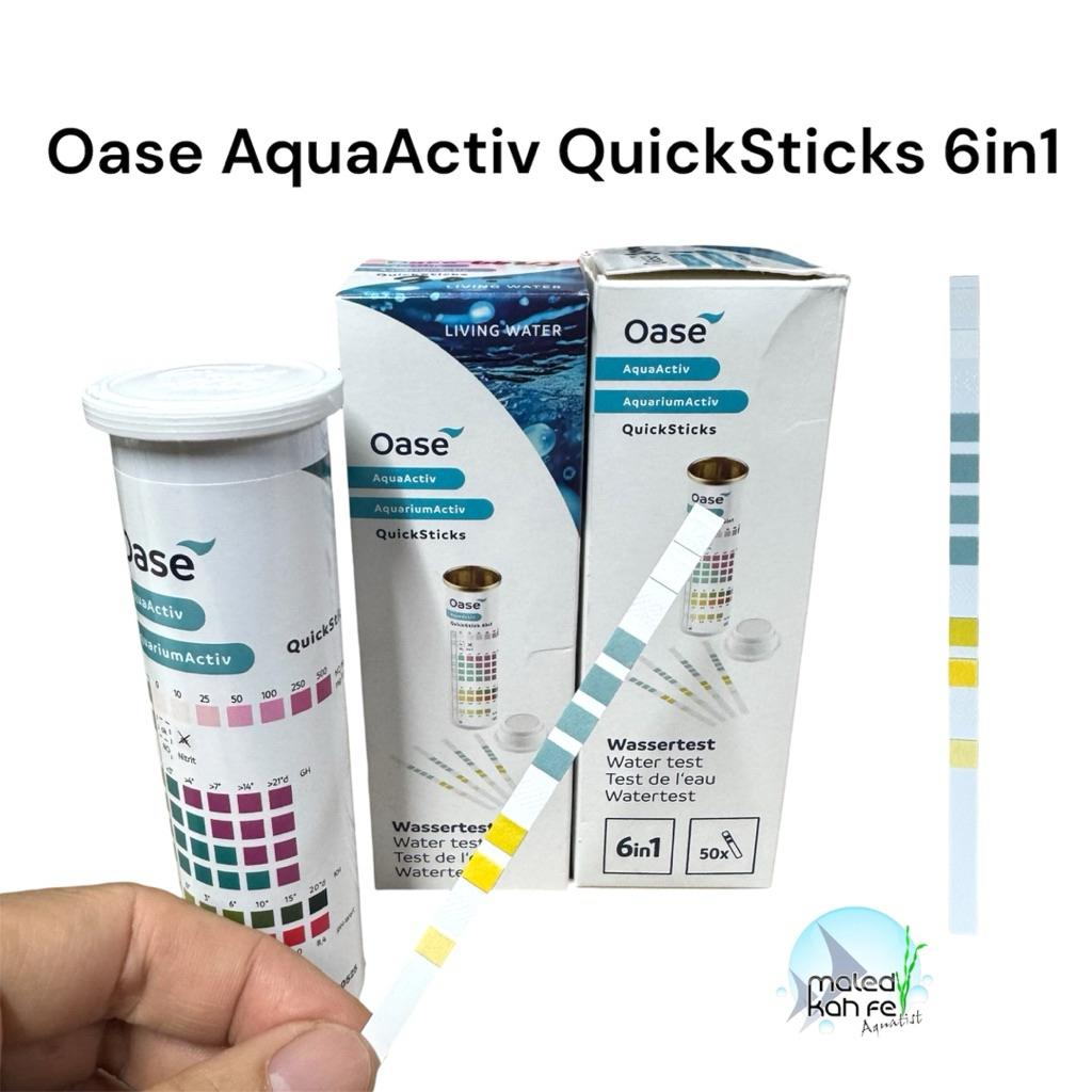 Oase AquaActiv QuickSticks 6in1 แผ่นวัดคุณภาพน้ำแบบเร็วในตู้ปลา วัดได้ 6 ค่า 1 แผ่น แบ่งขาย หมดอายุ 11/2027