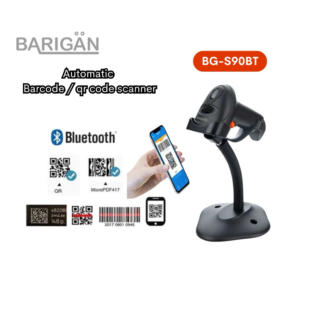 BARIGAN 2D Scanner รุ่น BG-204BT /BG-S90BT เครื่องยิงบาร์โค้ด คิวอาร์โค้ด ผ่านบลูธูท เชื่อมต่อผ่านมือถือได้