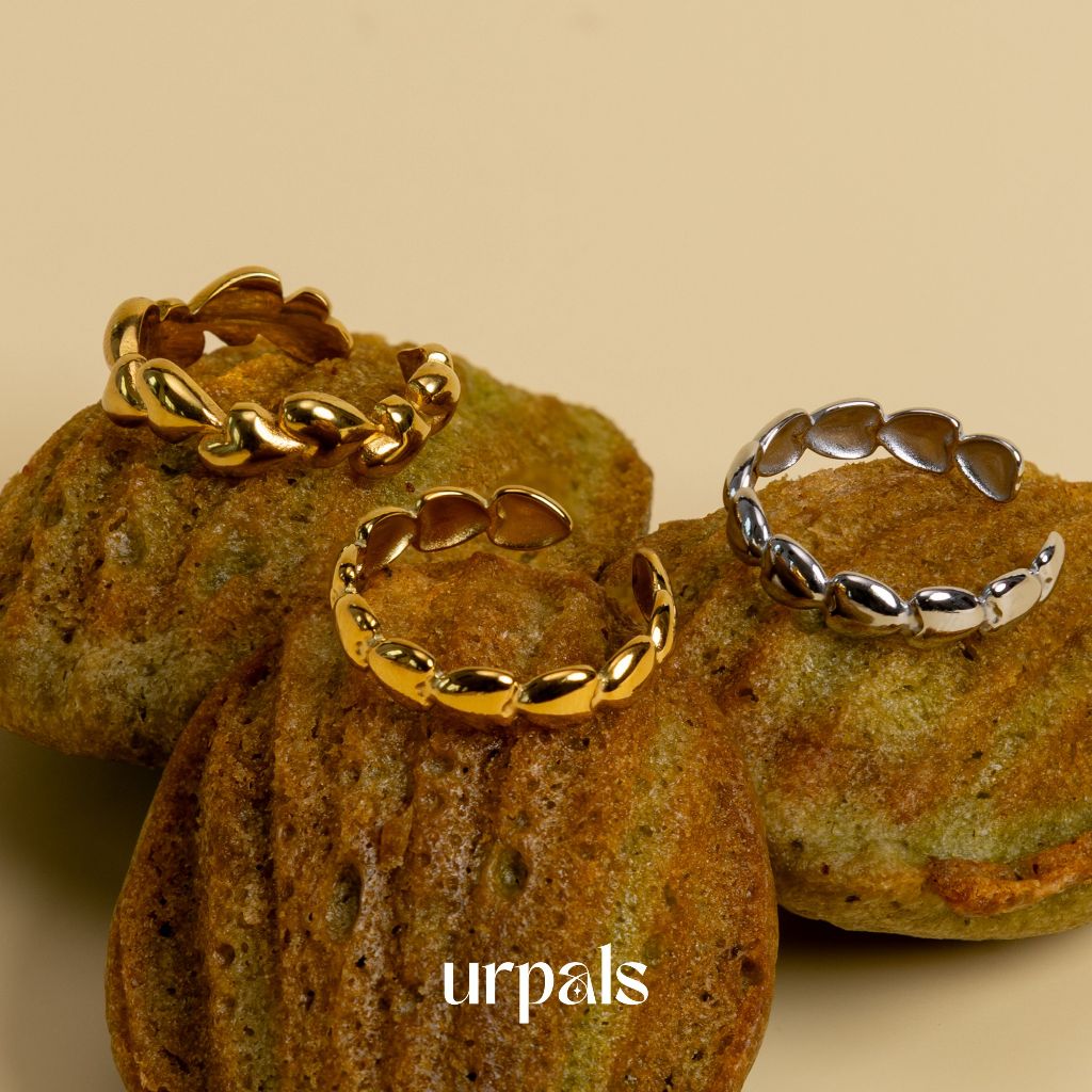 URPALS แหวนหัวใจ แหวนไฮโซ Stainless ชุบทอง18K งานเรียบหรู ดีไซน์เก๋ ใส่ได้ทุกวัน ( ฟรีไซส์ )