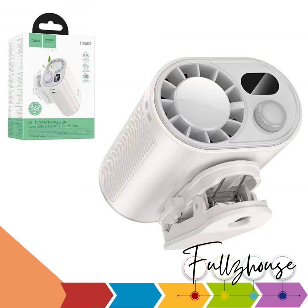 จัดส่งด่วน HOCO HX609 พัดลมแบบคลิปหนีบอเนกประสงค์ปรับทิศทางได้ จอแสดงผลดิจิทัล ใช้งานได้นานสูงสุด 9.