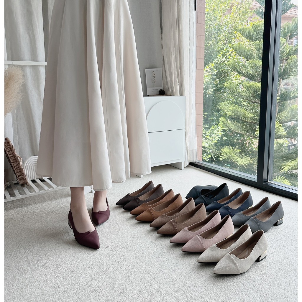 รองเท้าคัทชู ส้นครอบอะไหล่ทองBlock Heels ส้นสูง1 นิ้ว รองเท้าkaimooksissy 903-32