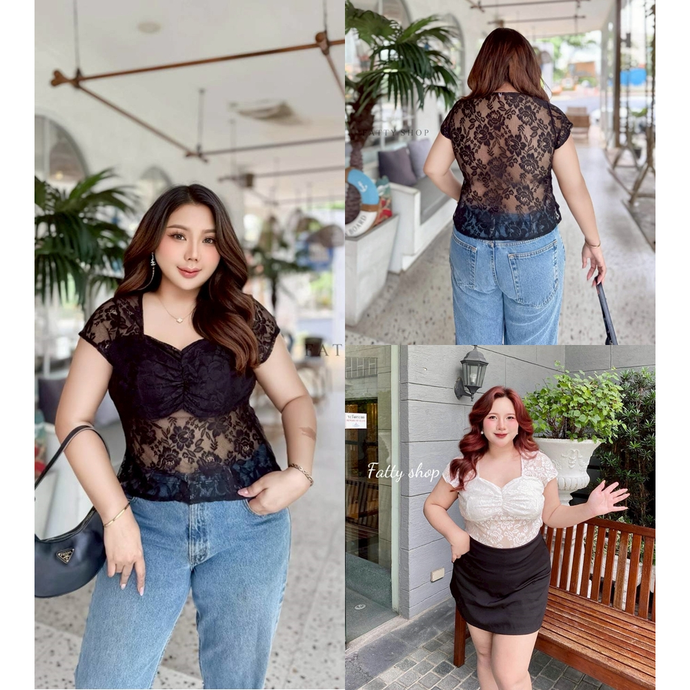 เสื้อลูกไม้คอเหลี่ยม อก 40-50 เปิดอกเซ็กซี่ ช่วงอกมีบล็อคเต้า ด้านหลังซีทรู สาวอวบห้ามพลาด พลัสไซส์ เสื้อไซส์ใหญ่ FA