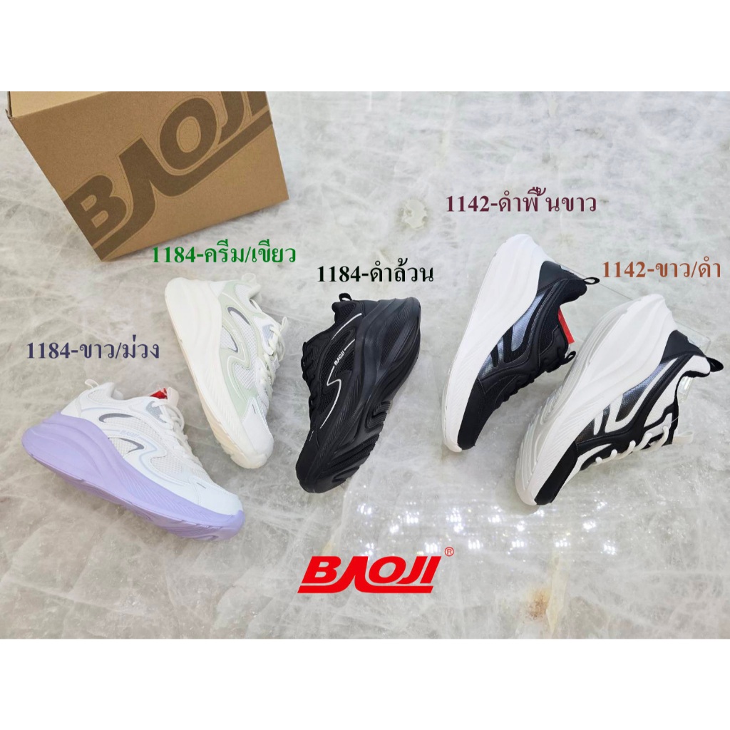 **BAOJI (บาโอจิ)** [ลิขสิทธิ์แบรนด์แท้] (BJW-1184 / 1142) รองเท้าผ้าใบพื้นสูง รุ่นนี้น้ำหนักเบา *ผู้หญิง* ส้นสูง 5.5 ซม.