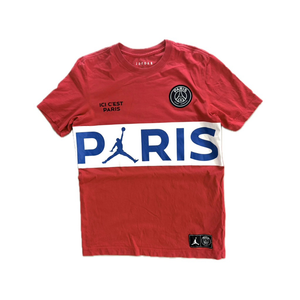 Nike Jordan Paris Saint-Germain PSG Wordmark T-Shirt Red Size Small BQ83890-657