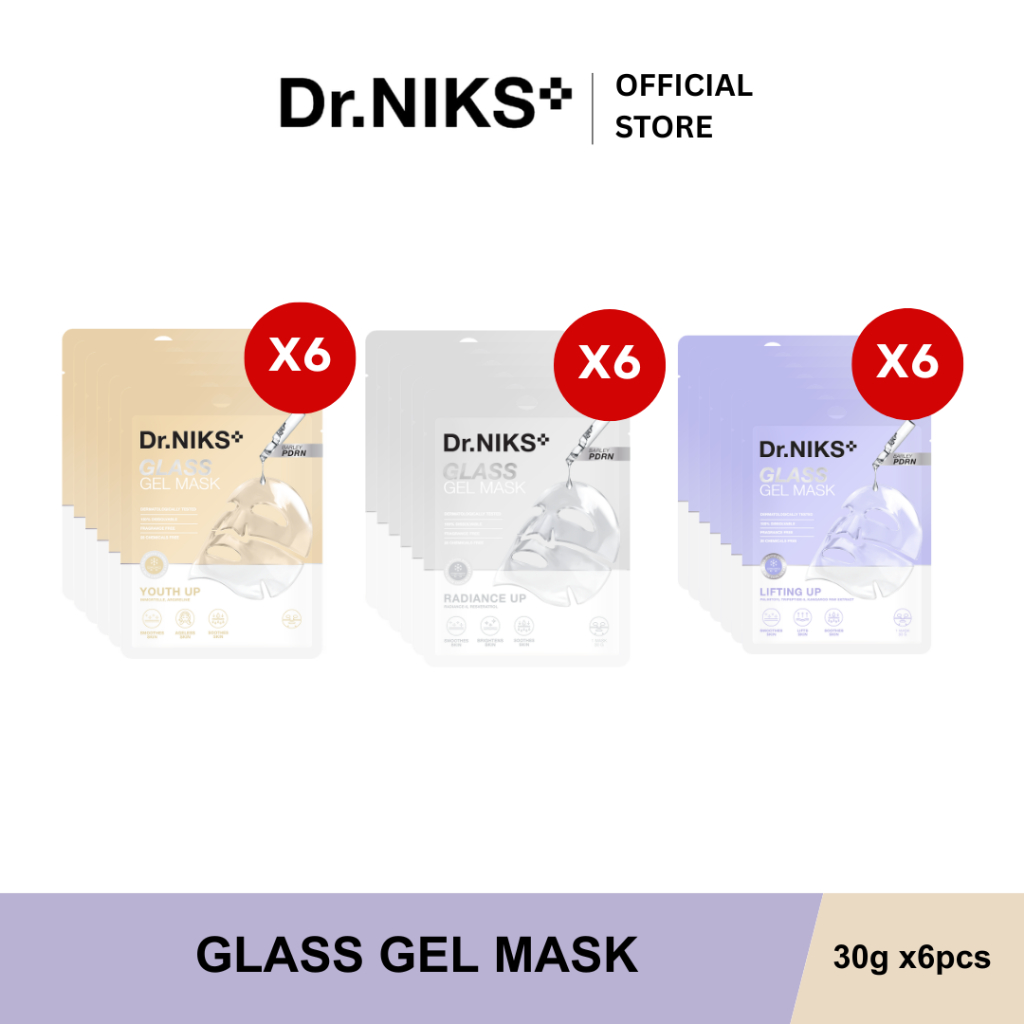 [SET 6 ชิ้น] Dr.Niks กลาสเจลมาสก์ 30g ดร.นิกส์