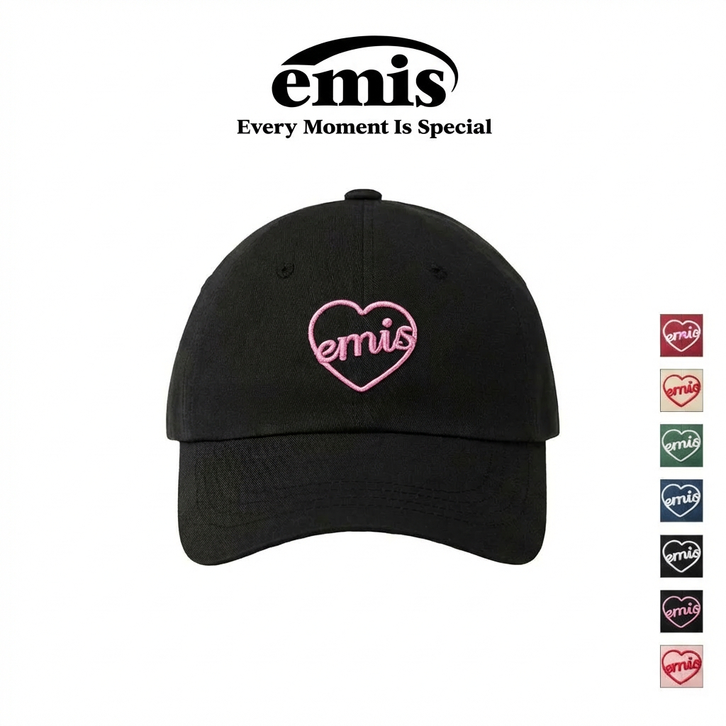 EMIS - HEART BALL CAP (BLACK/WHITE, LIGHT BEIGE, PINK, RED)