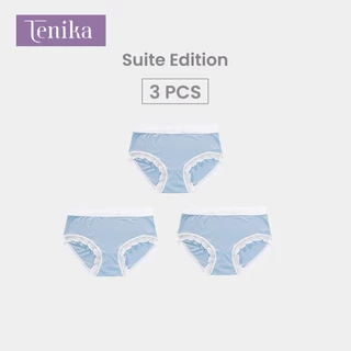 TENIKA กางเกงในผู้หญิง ขึ้นปานกลาง ระบายอากาศ เย็น Seamless Ice Silk Panties Set（3pcs）