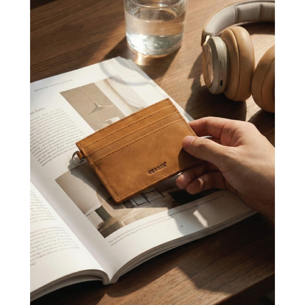 Essala กระเป๋าหนังแท้ ใส่บัตร Wallet Card Holder รุ่น Carmin