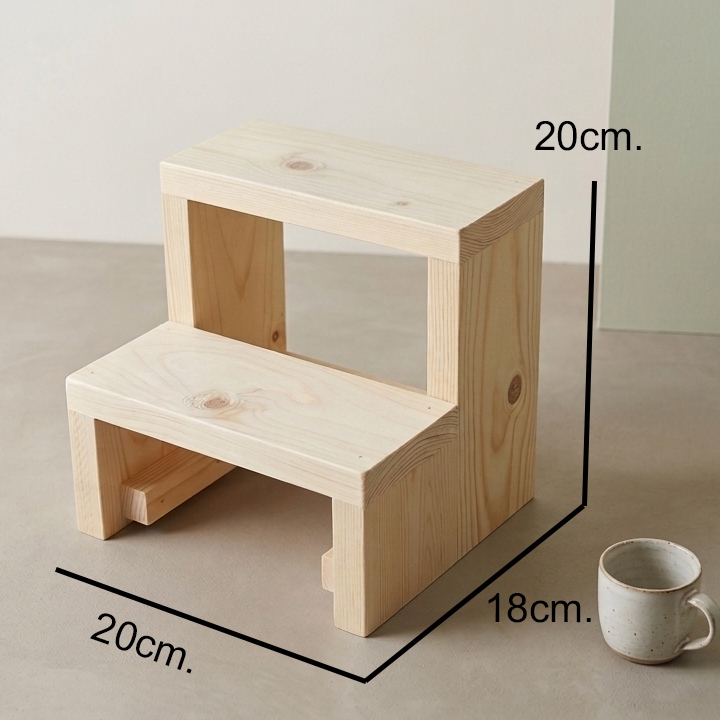 ชั้นไม้ มินิมอล ตัวจิ๋ว อเนกประสงค์ 20x18x20 ซม. ชั้นวางหน้าจอคอมพิวเตอร์ จัดโต๊ะทำงาน สไตล์ Muji