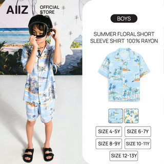 AIIZ (เอ ทู แซด) - AIIZ เสื้อเชิ้ตเด็กแขนสั้น ลายซัมเมอร์ ผ้…