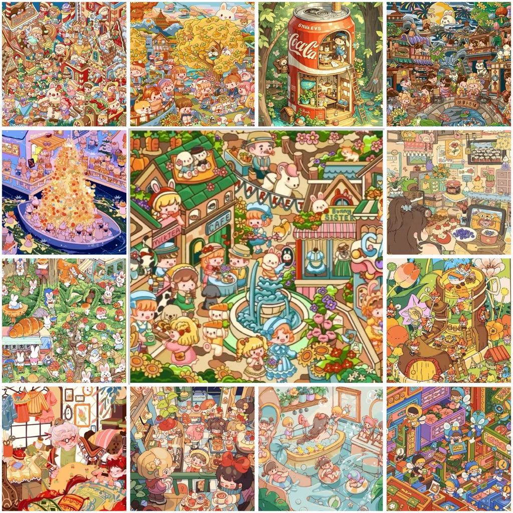 ระบายสีตามตัวเลขลายการ์ตูน มินิมอล 40×50 พร้อมเฟรมไม้ | DIY น่ารัก มือใหม่ก็ทำได้ (เลือกได้ 50 ลาย)