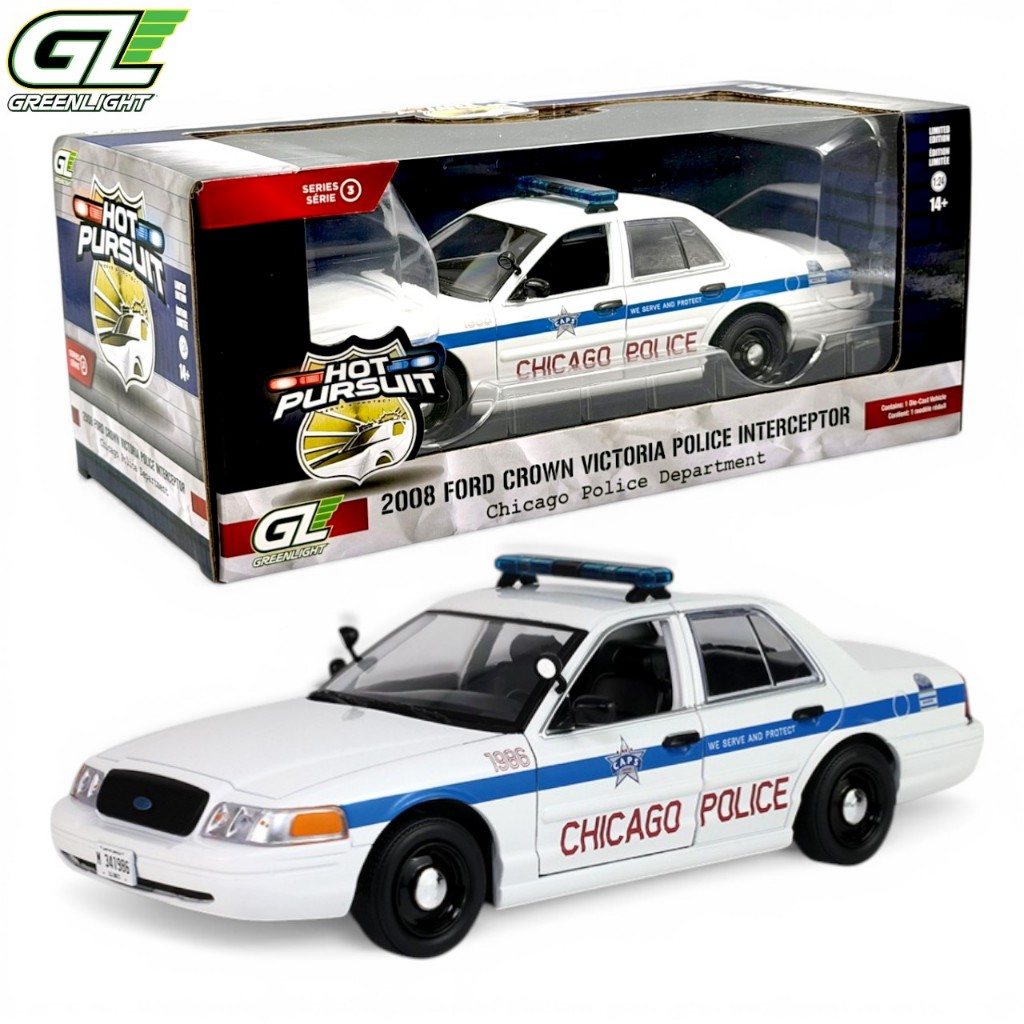 Greenlight | Hot Pursuit - 2008 Ford Crown Victoria Police Interceptor City of Chicago Police Department สเกล 1:24 8553