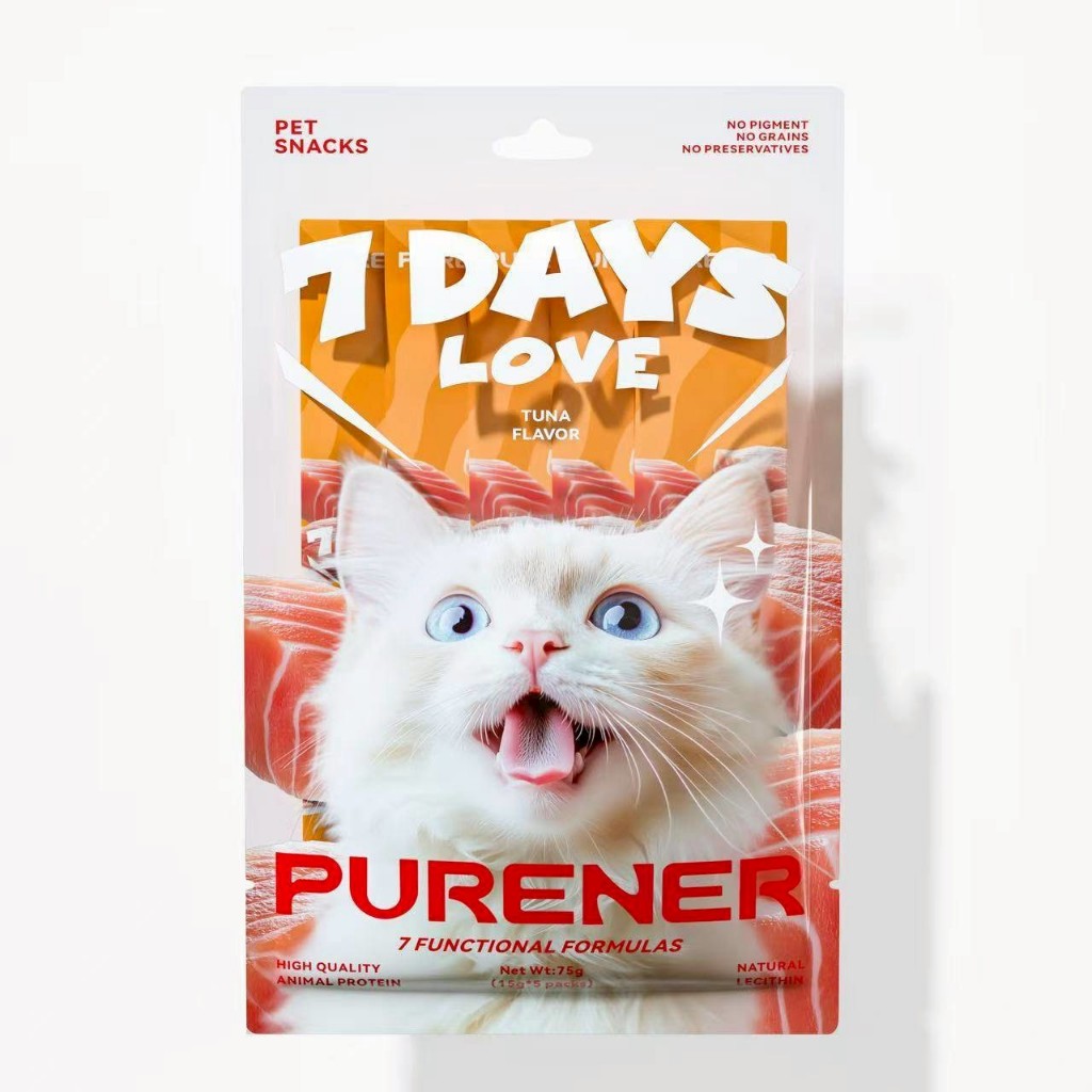 ขนมแมวเลียวิตามิน7Days love-เพื่อสุขภาพดีทุกวัน แพ็ค(5ซอง*15g.)1แพ็ก